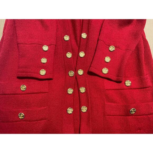 VINTAGE ST JOHN CARDIGAN JACKET SMALL RED KNIT FESTIVE HOLIDAYS CHRISTMAS - Picture 7 of 13